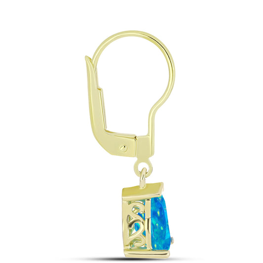 Pendientes de Plata Bañada en Oro con Ópalo Azul Paraiba de Etiopía