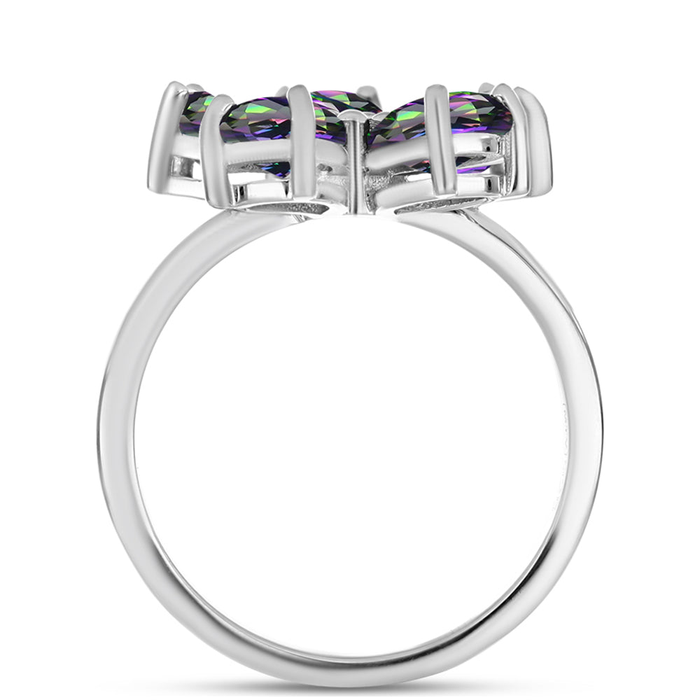Anillo de Plata con Topacio Místico y Topacio Blanco