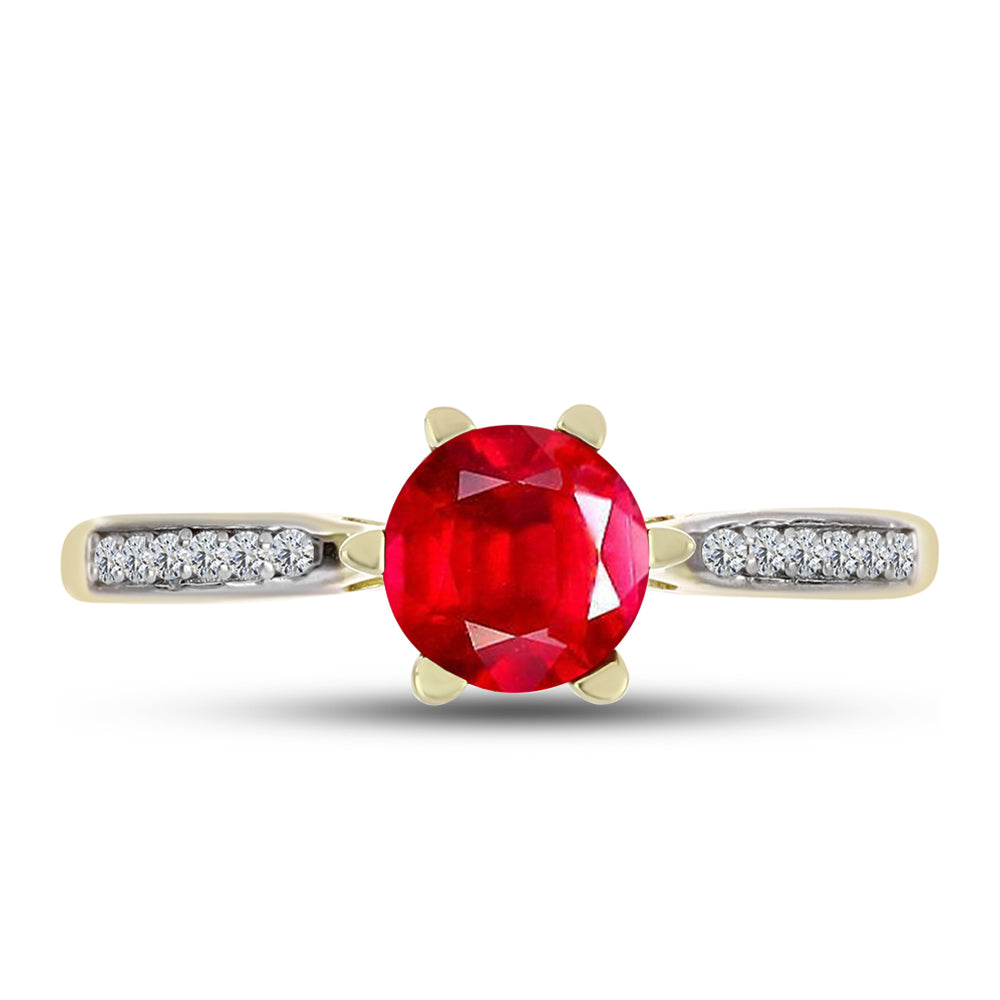 Anillo de Plata Bañada en Oro con Ágata Roja y Topacio Blanco 1 