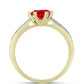 Anillo de Plata Bañada en Oro con Ágata Roja y Topacio Blanco