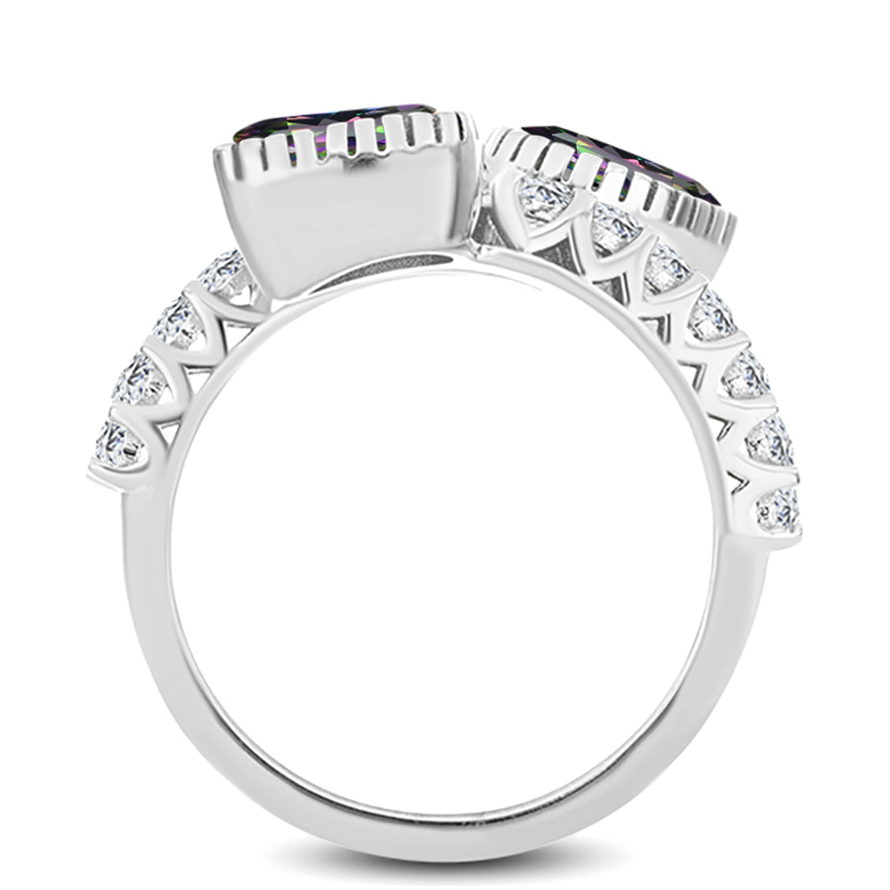 Anillo de Plata con Topacio Místico y Topacio Blanco 2 