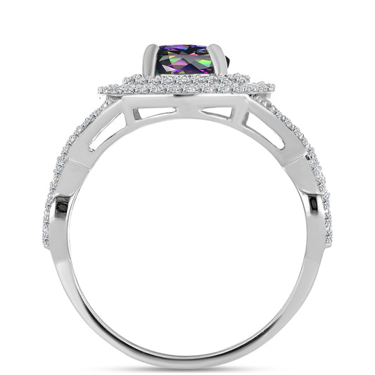 Anillo de Plata con Topacio Místico y Topacio Blanco