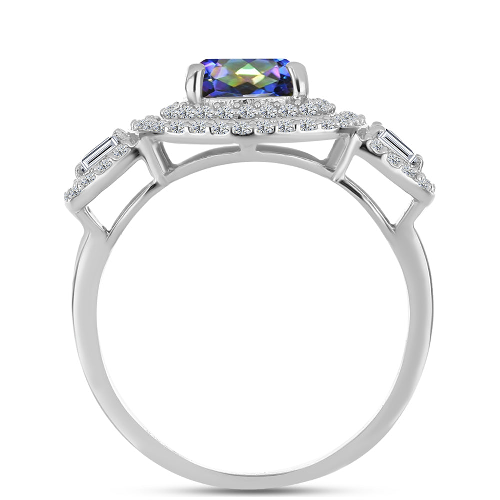 Anillo de Plata con Topacio Místico y Zircón Blanco 2 