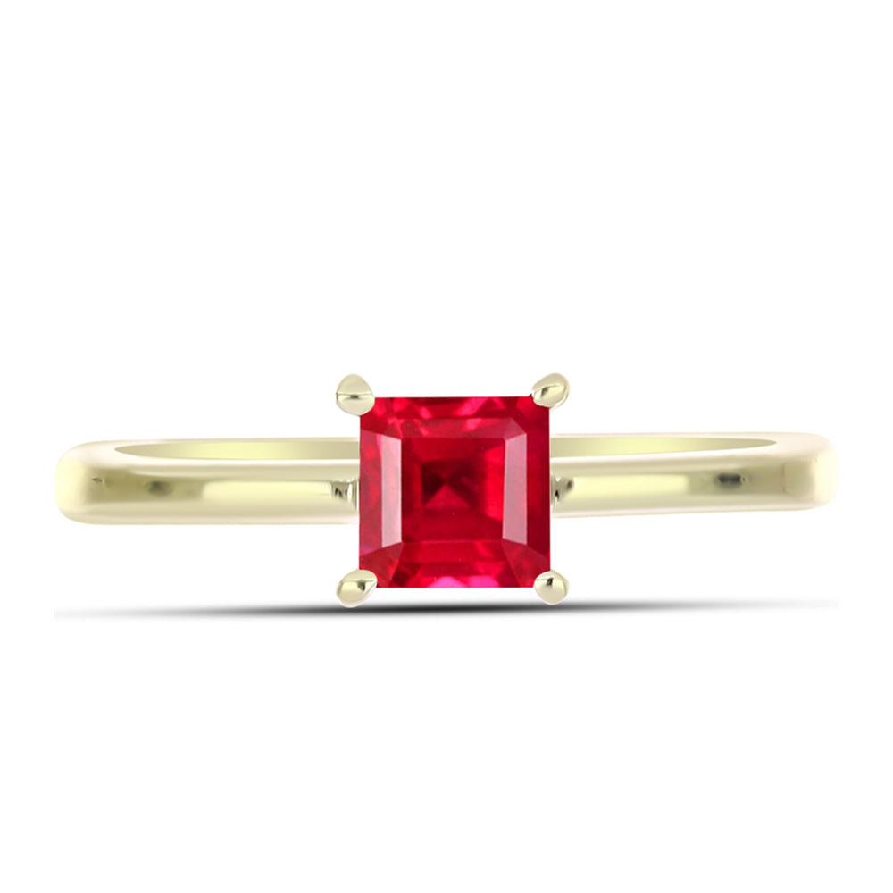 Anillo de Plata Bañada en Oro con Ágata Roja 1 