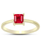 Anillo de Plata Bañada en Oro con Ágata Roja