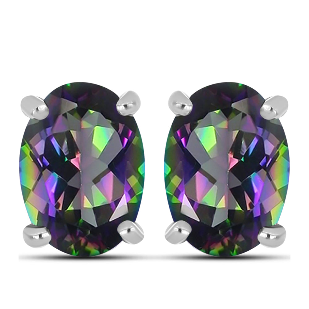 Conjunto de Plata con Topacio Místico ( Pendientes +Colgante ) 2 
