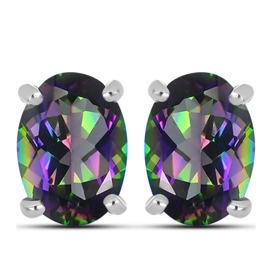 Conjunto de Plata con Topacio Místico ( Pendientes +Colgante )