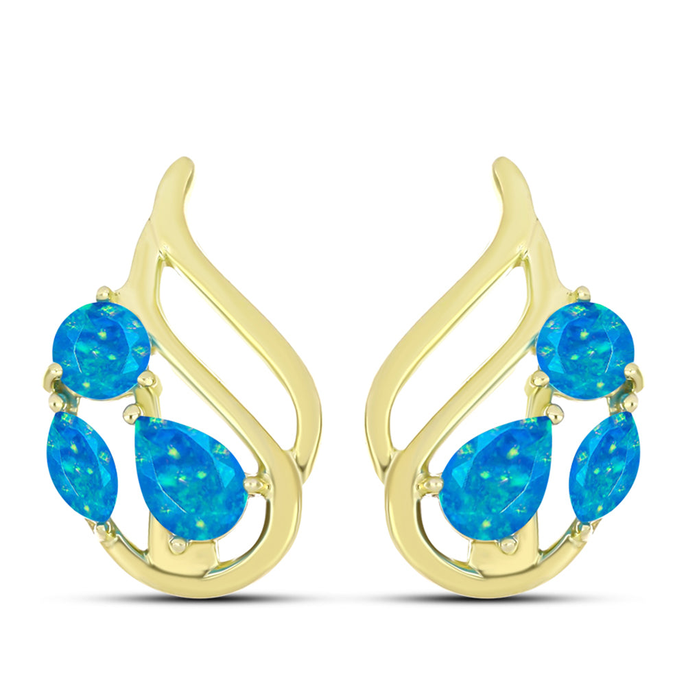 Pendientes de Plata Bañada en Oro con Ópalo Azul Paraiba de Etiopía 1 