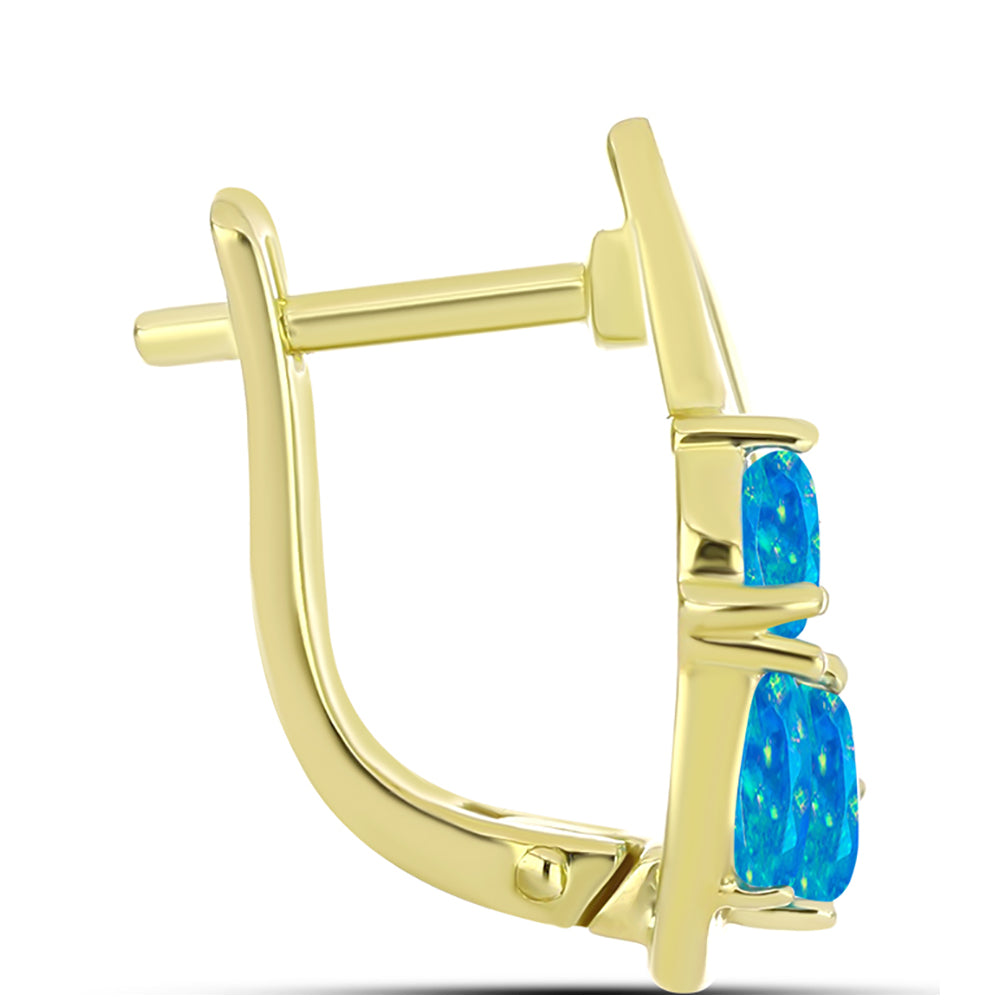 Pendientes de Plata Bañada en Oro con Ópalo Azul Paraiba de Etiopía 2 