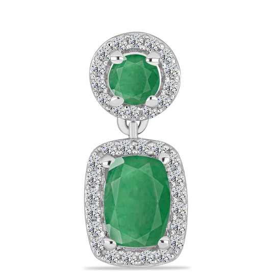 Colgante de Plata con Esmeralda de Brasil y Topacio Blanco
