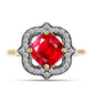 Anillo de Plata Bañada en Oro con Ágata Roja y Topacio Blanco