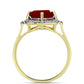 Anillo de Plata Bañada en Oro con Ágata Roja y Topacio Blanco