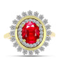 Anillo de Plata Bañada en Oro con Ágata Roja y Topacio Blanco