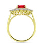 Anillo de Plata Bañada en Oro con Ágata Roja y Topacio Blanco