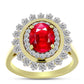 Anillo de Plata Bañada en Oro con Ágata Roja y Topacio Blanco