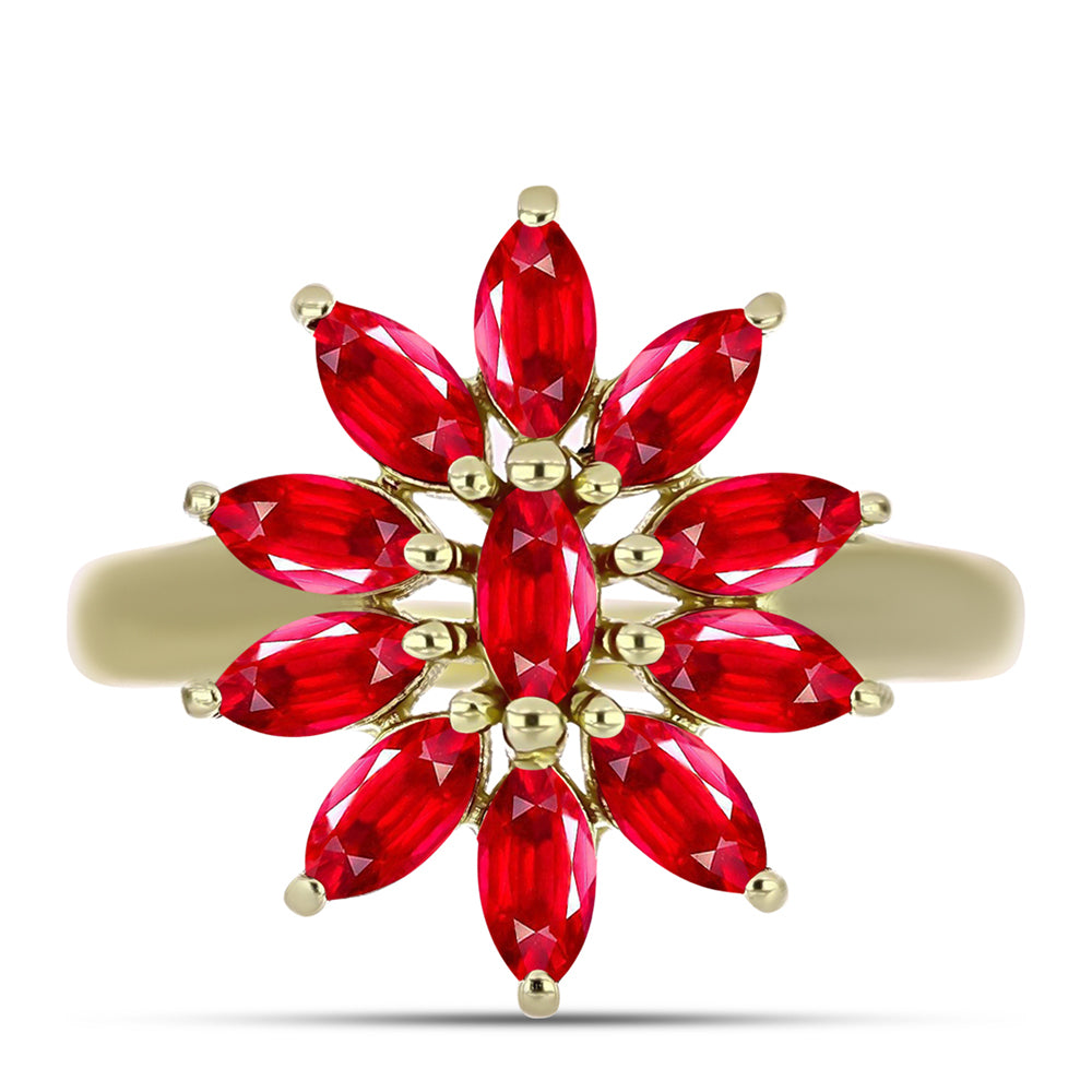 Anillo de Plata Bañada en Oro con Ágata Roja 1 