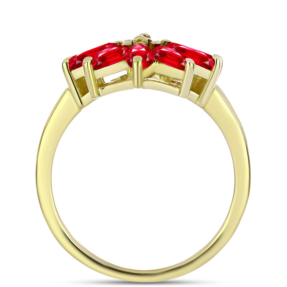 Anillo de Plata Bañada en Oro con Ágata Roja