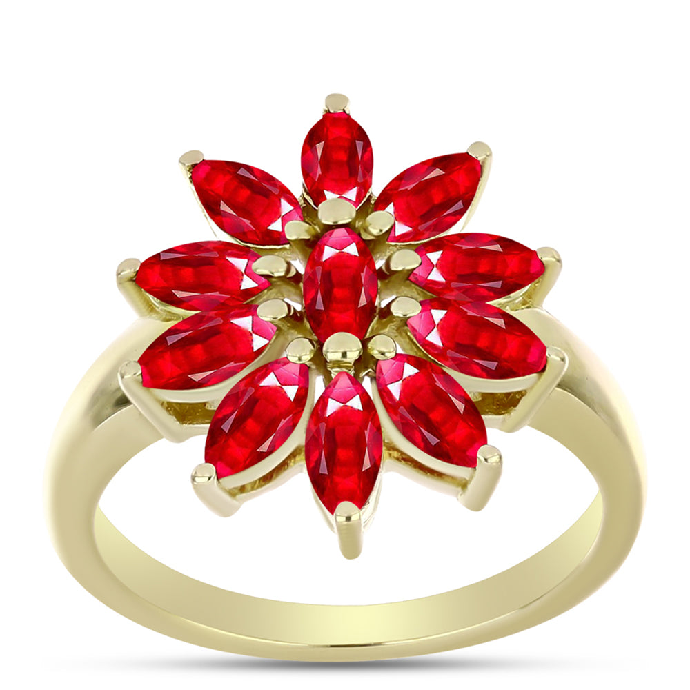Anillo de Plata Bañada en Oro con Ágata Roja 3 