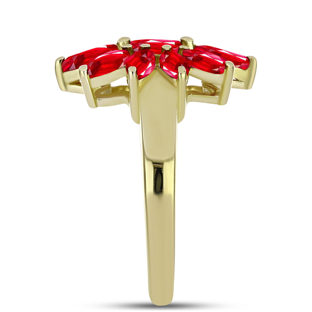 Anillo de Plata Bañada en Oro con Ágata Roja 4 