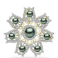 Broche de Plata Bañada en Oro con Perla de río Tahiti verde ilusión y Topacio Blanco