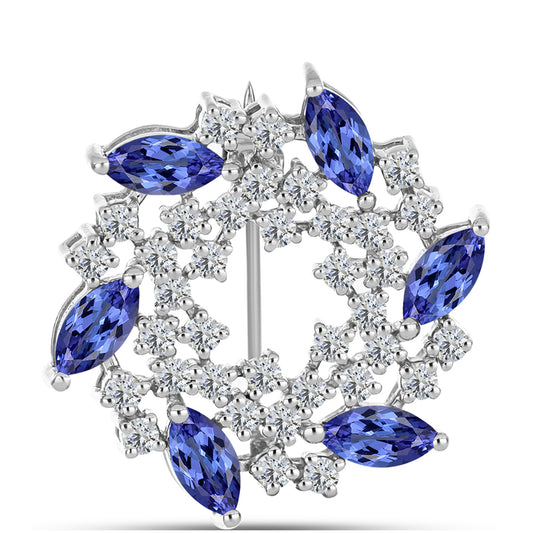 Broche de Plata con Tanzanita y Topacio Blanco