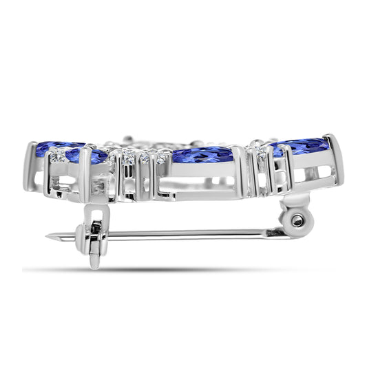 Broche de Plata con Tanzanita y Topacio Blanco
