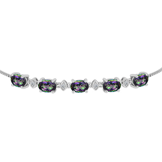 Pulsera de Plata con Topacio Místico y Topacio Blanco