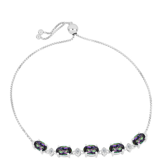 Pulsera de Plata con Topacio Místico y Topacio Blanco