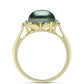 Anillo de Plata Bañada en Oro con Perla de río Tahiti verde ilusión y Topacio Blanco