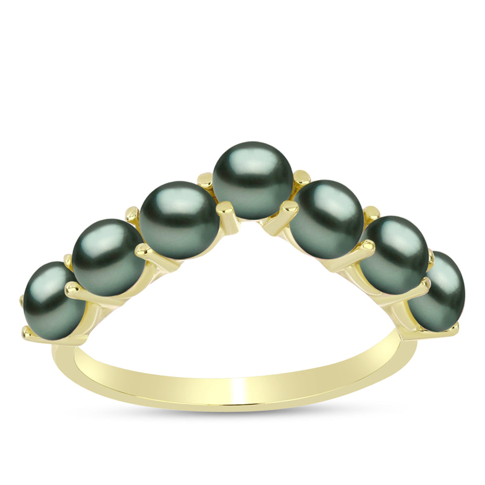 Anillo de Plata Bañada en Oro con Perla de río Tahiti verde ilusión