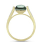Anillo de Plata Bañada en Oro con Perla de río Tahiti verde ilusión y Topacio Blanco