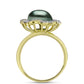 Anillo de Plata Bañada en Oro con Perla de río Tahiti verde ilusión y Topacio Blanco