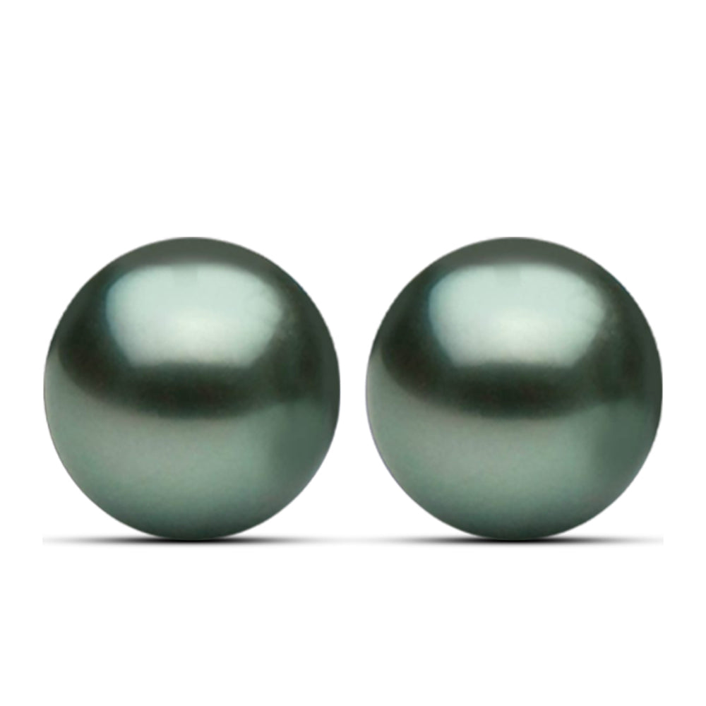 Pendientes de Plata Bañada en Oro con Perla de río Tahiti verde ilusión