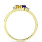 Anillo de Plata Bañada en Oro con Amatista de Marruecos y Citrino de los Montes Urales