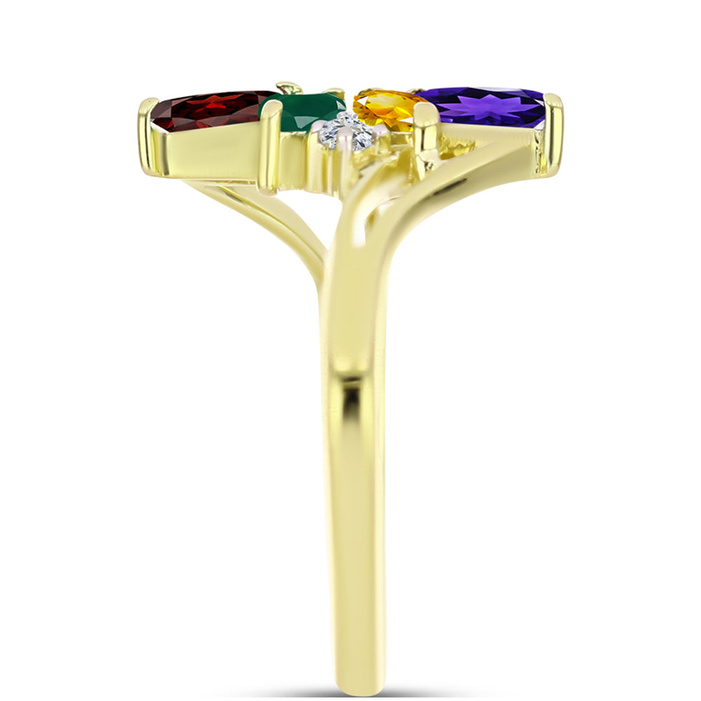 Anillo de Plata Bañada en Oro con Amatista de Marruecos y Citrino de los Montes Urales 4 