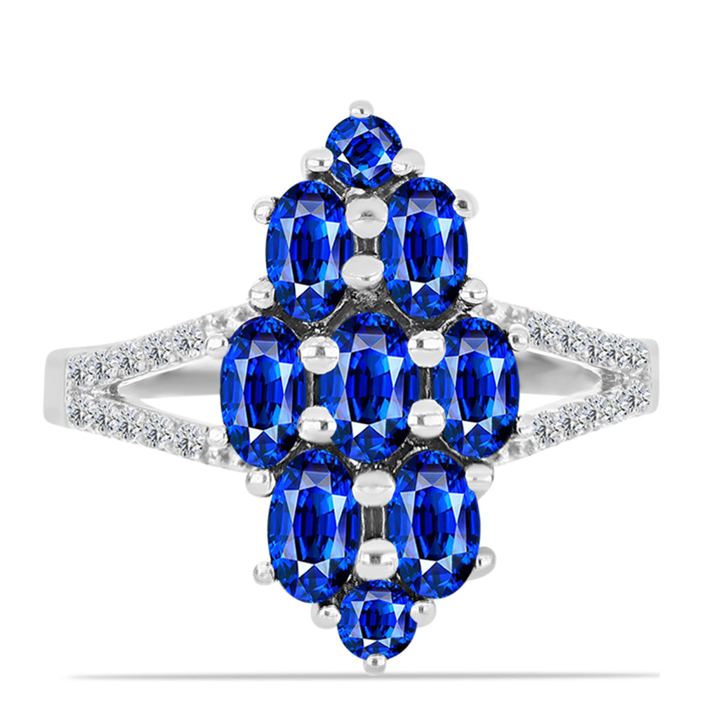 Anillo de Plata con Zafiro Azul Australiano y Topacio Blanco