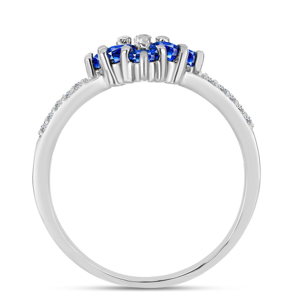 Anillo de Plata con Zafiro Azul Australiano y Topacio Blanco