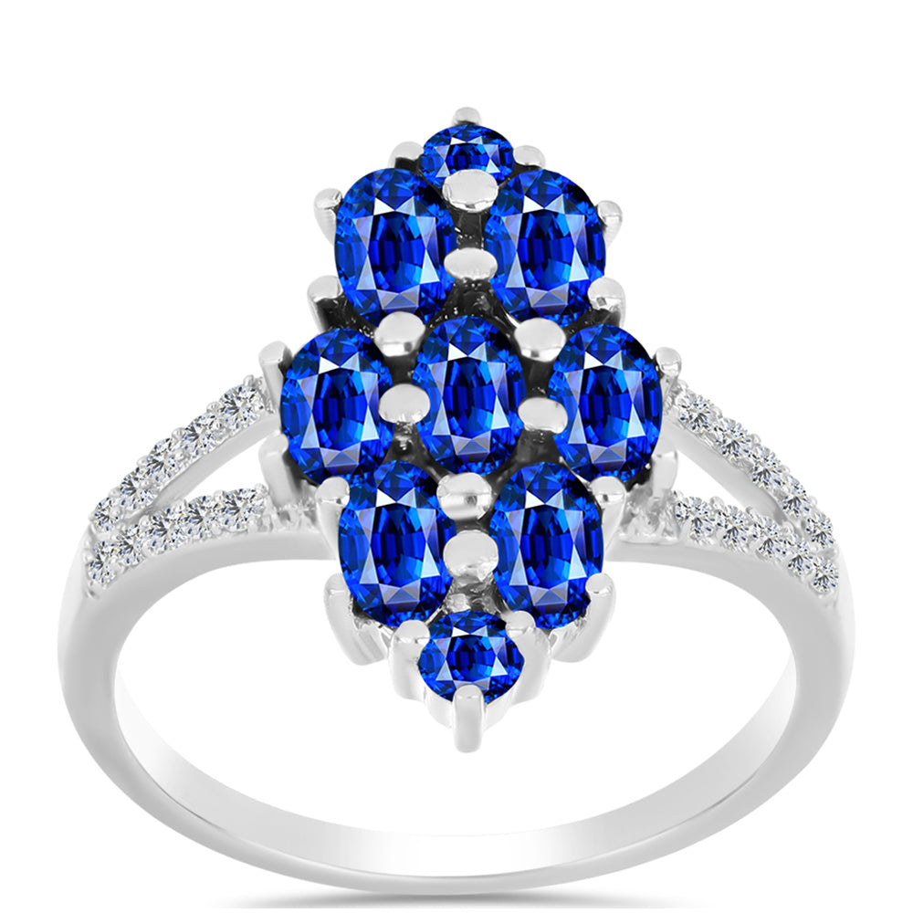 Anillo de Plata con Zafiro Azul Australiano y Topacio Blanco 3 