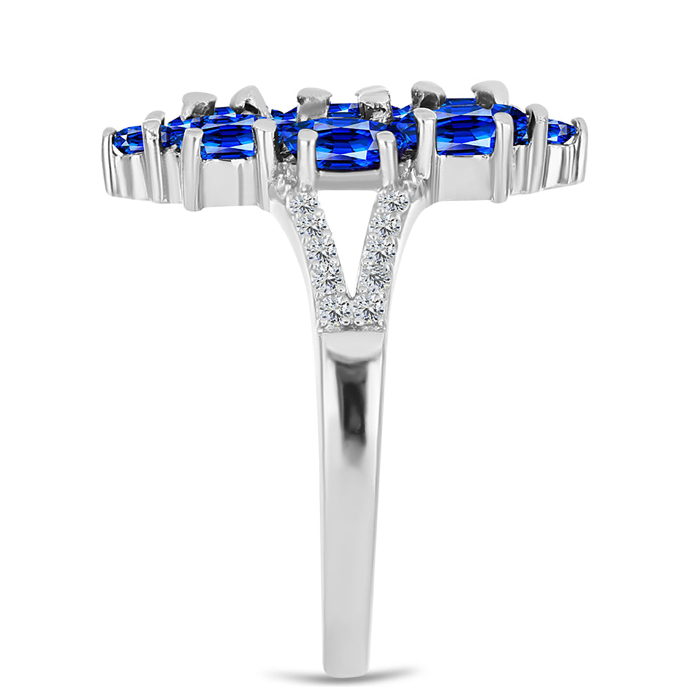 Anillo de Plata con Zafiro Azul Australiano y Topacio Blanco
