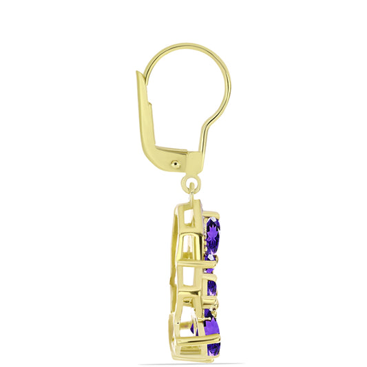 Pendientes de Plata Bañada en Oro con Amatista de Marruecos y Topacio Blanco