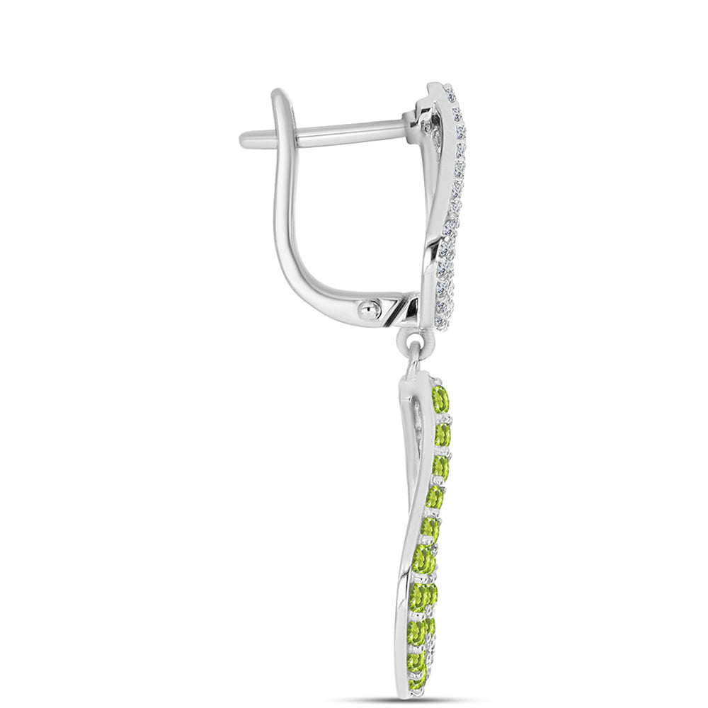 Pendientes de Plata con Peridoto de Changbai y Topacio Blanco 2 