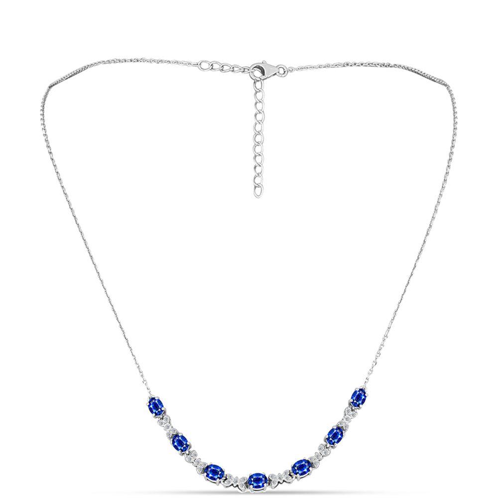 Collar de Plata con Zafiro Azul Australiano y Topacio Blanco 1 