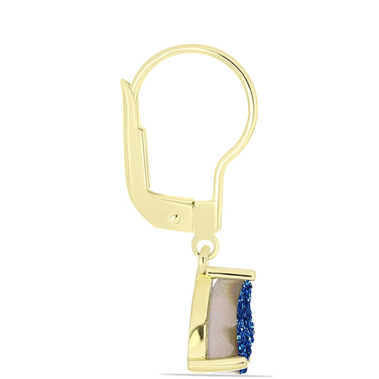 Pendientes de Plata Bañada en Oro con Drusa Azul