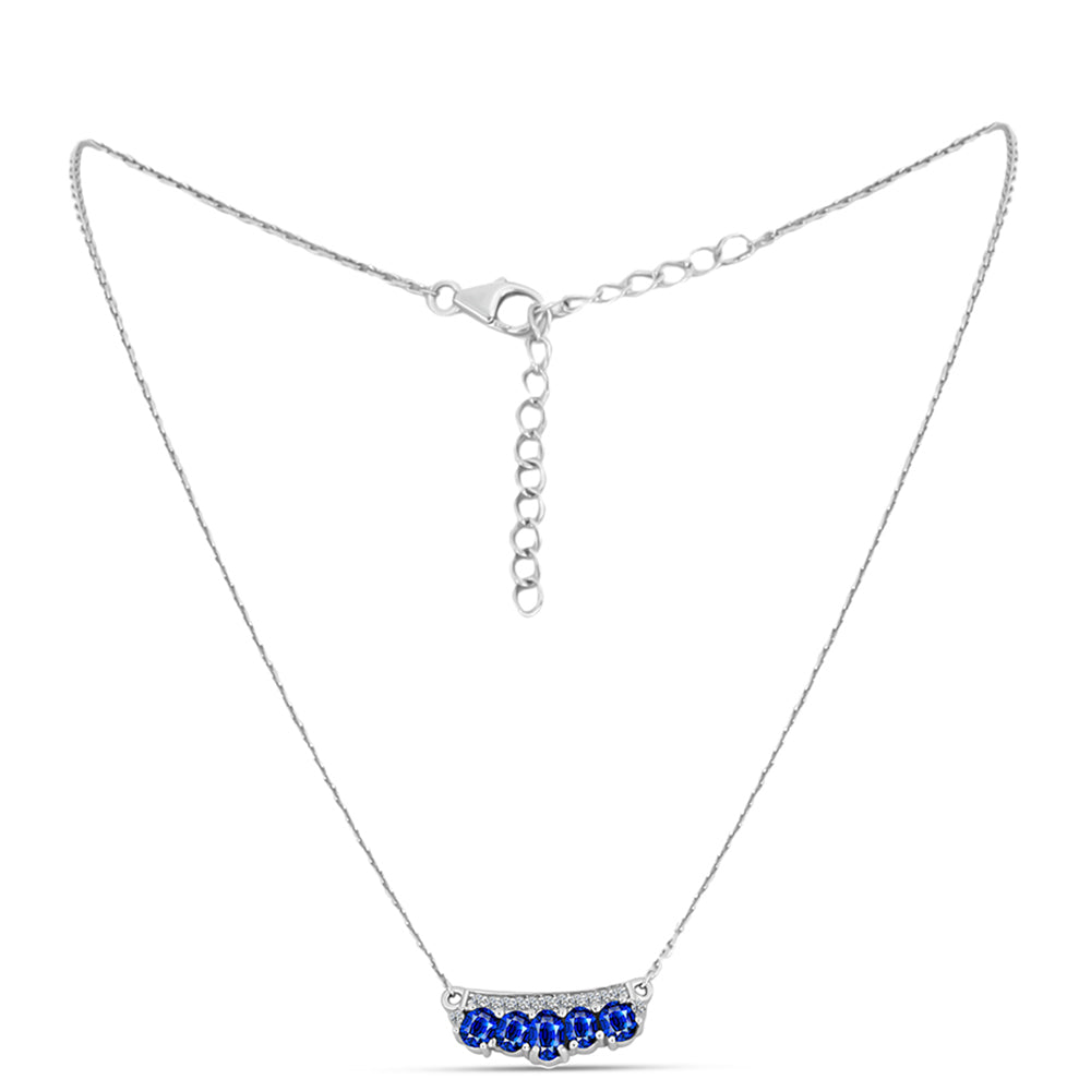 Collar de Plata con Zafiro Azul Australiano y Topacio Blanco