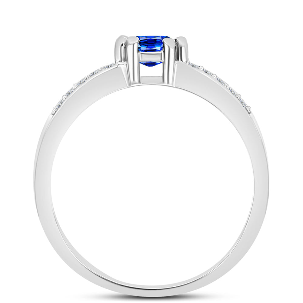 Anillo de Plata con Zafiro Azul Australiano y Topacio Blanco