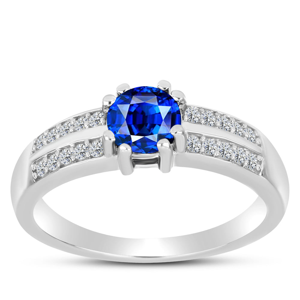 Anillo de Plata con Zafiro Azul Australiano y Topacio Blanco