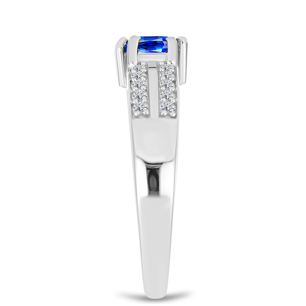 Anillo de Plata con Zafiro Azul Australiano y Topacio Blanco 4 