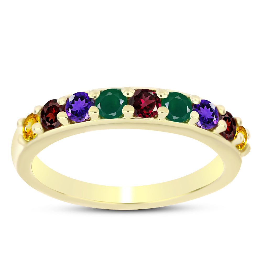 Anillo de Plata Bañada en Oro con Amatista de Marruecos y Citrino de los Montes Urales