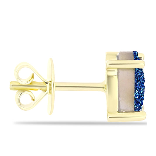 Pendientes de Plata Bañada en Oro con Drusa Azul