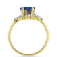 Anillo de Plata Bañada en Oro con Drusa Azul y Topacio Blanco